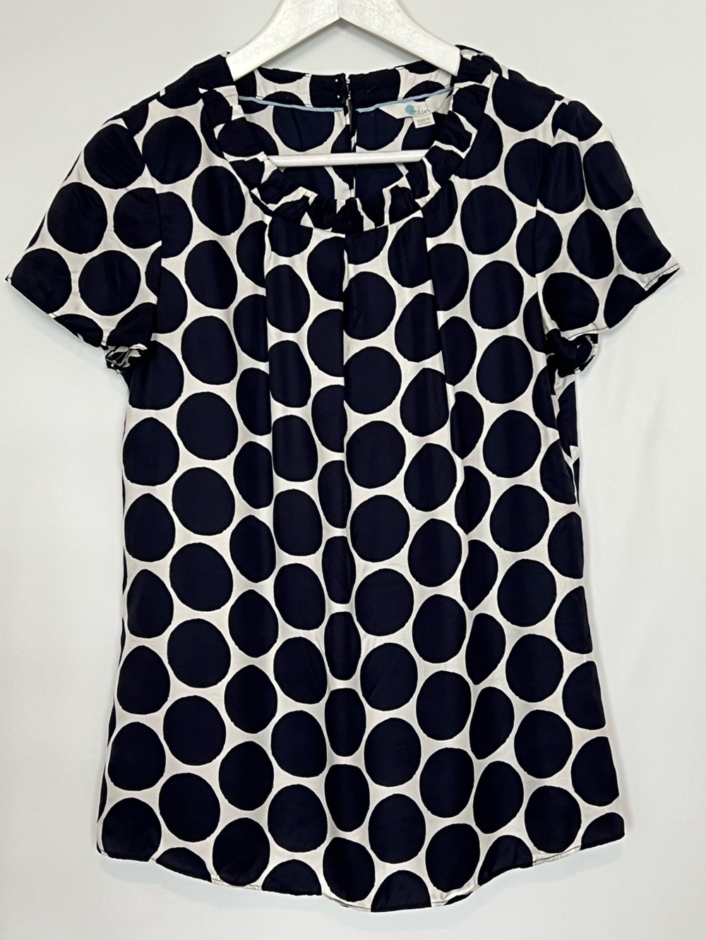 Boden Silk Blend Polka Dot Blouse Navy Ivory Size 4